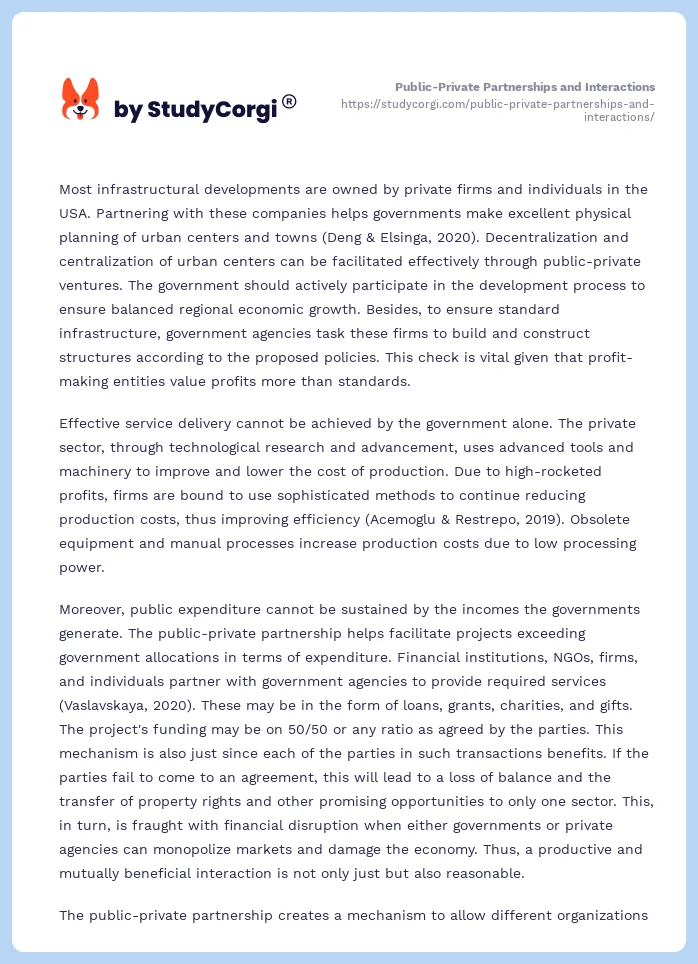 Public-Private Partnerships and Interactions. Page 2