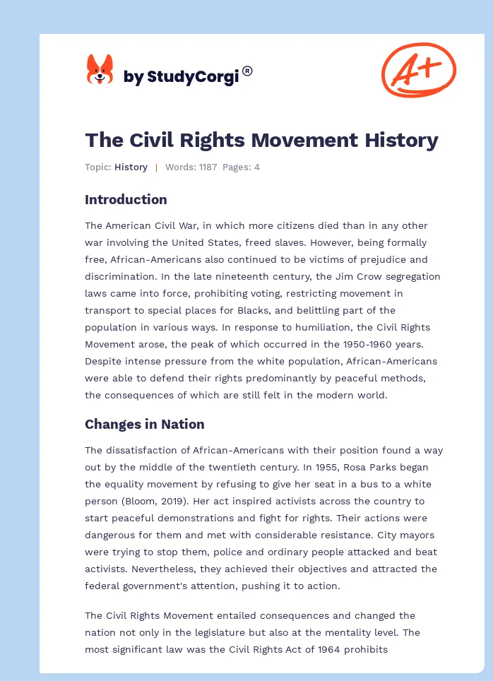 The Civil Rights Movement History. Page 1