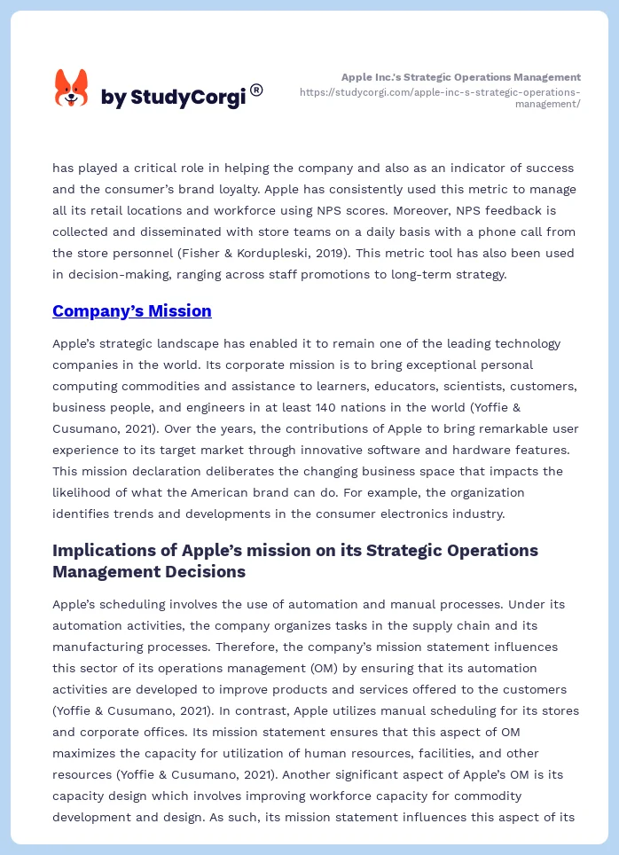 Apple Inc.'s Strategic Operations Management. Page 2