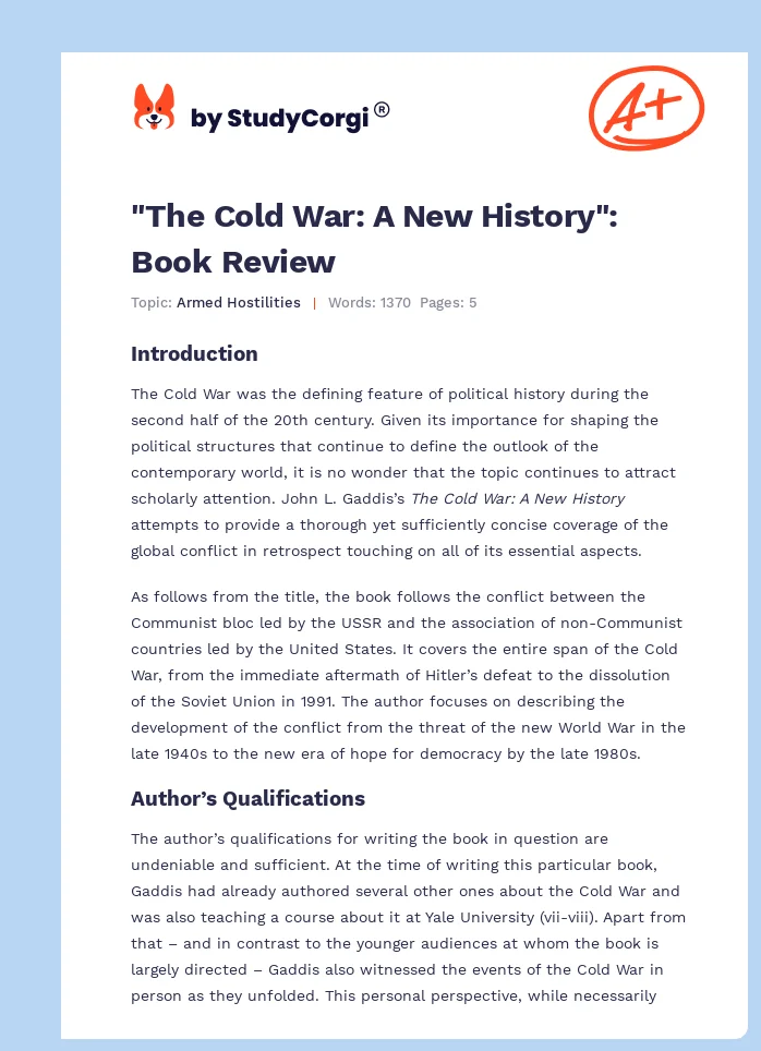 "The Cold War: A New History": Book Review. Page 1