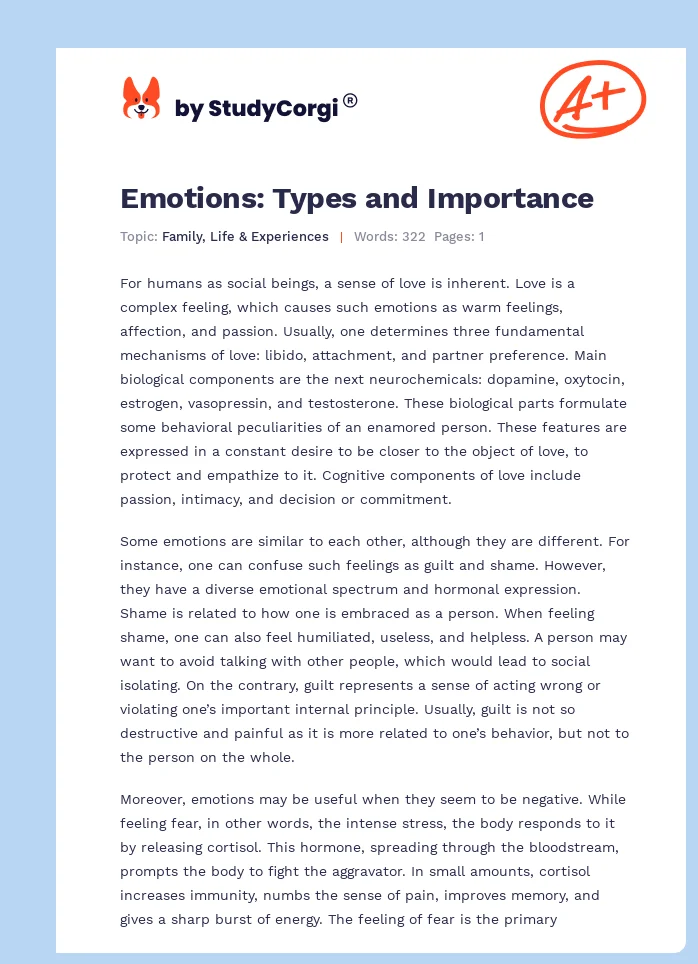 Emotions: Types and Importance. Page 1