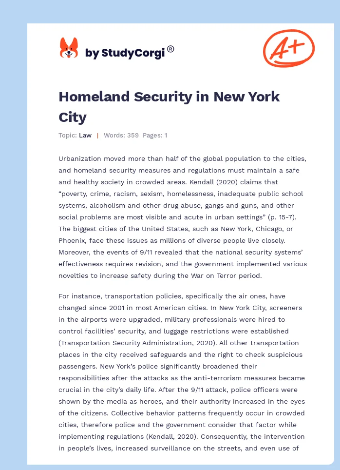 Homeland Security in New York City. Page 1