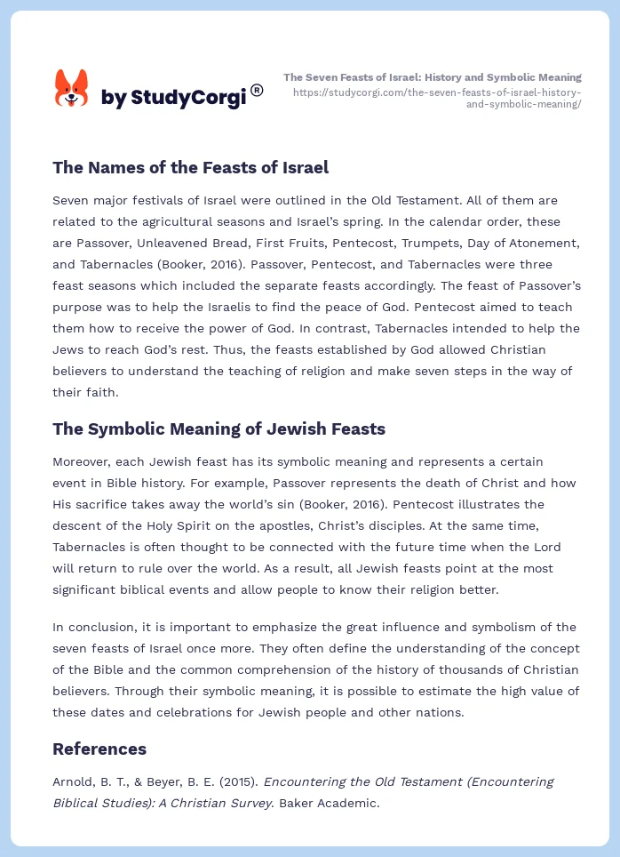 The Seven Feasts of Israel: History and Symbolic Meaning. Page 2
