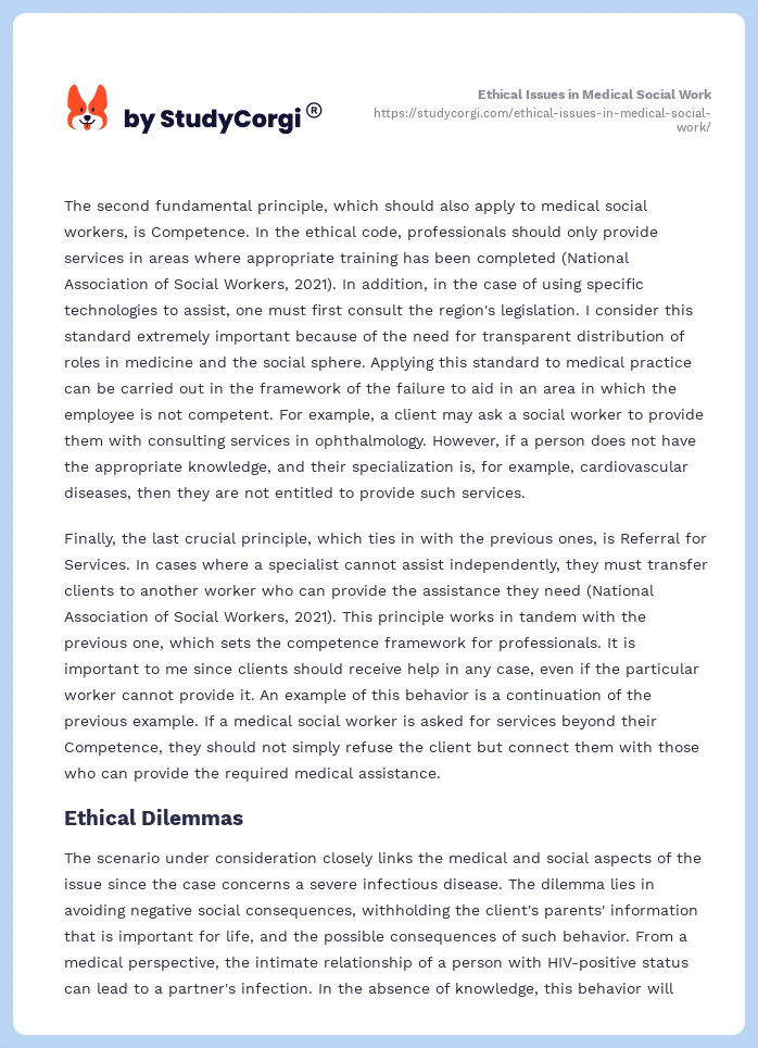 Ethical Issues in Medical Social Work. Page 2