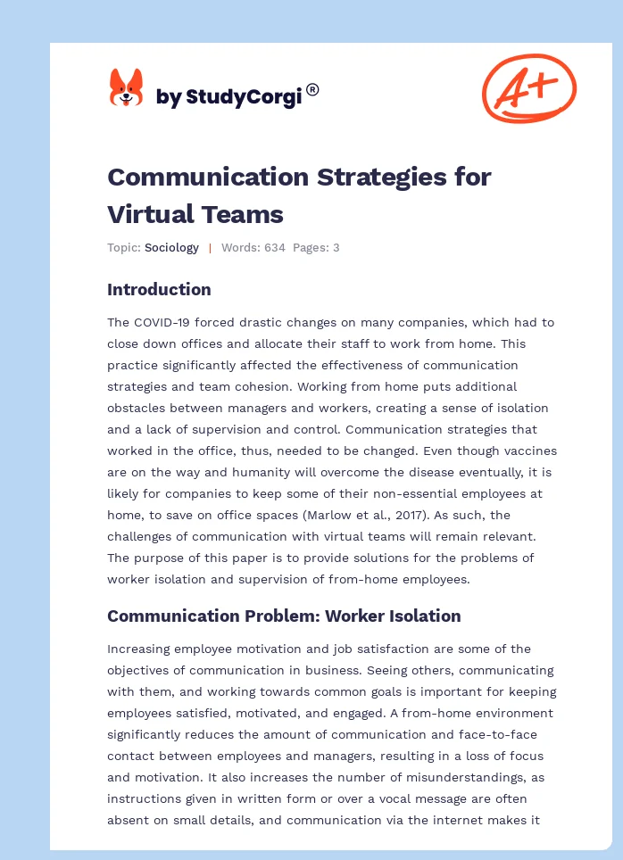 Communication Strategies for Virtual Teams. Page 1