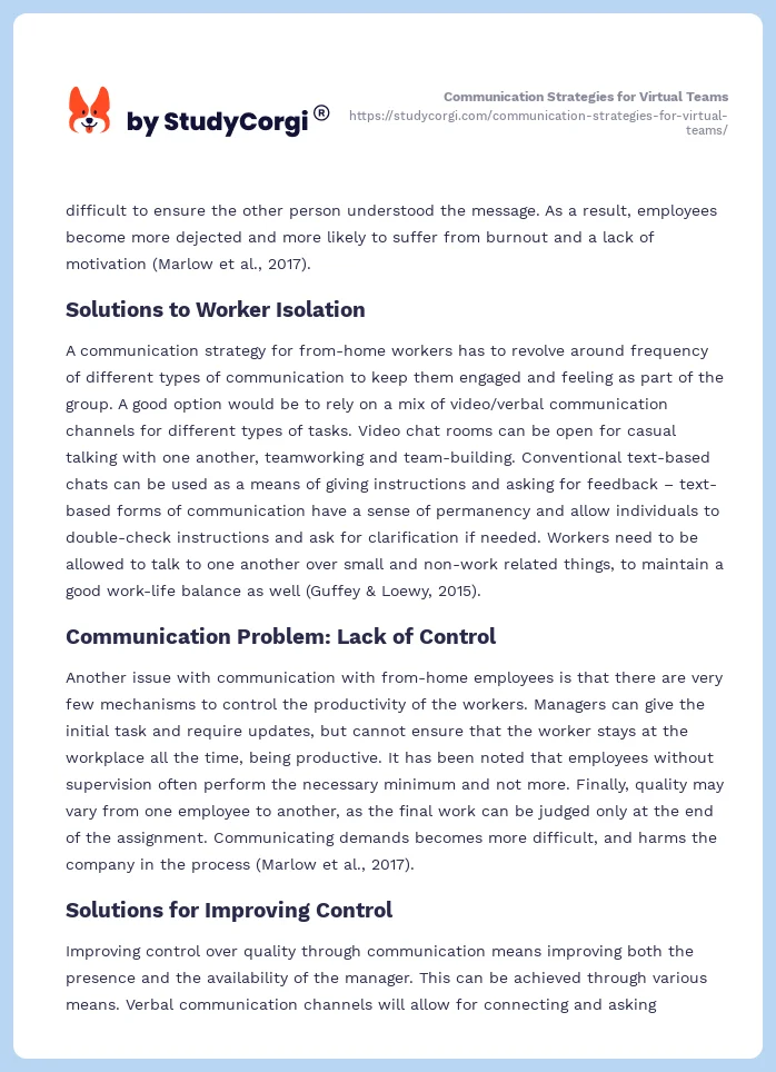 Communication Strategies for Virtual Teams. Page 2