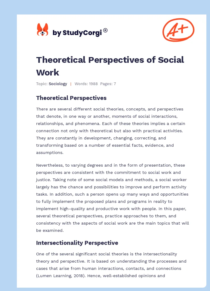 Theoretical Perspectives of Social Work. Page 1