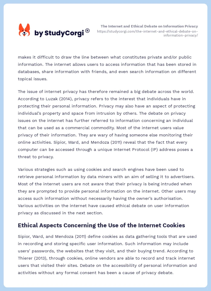 The Internet and Ethical Debate on Information Privacy. Page 2