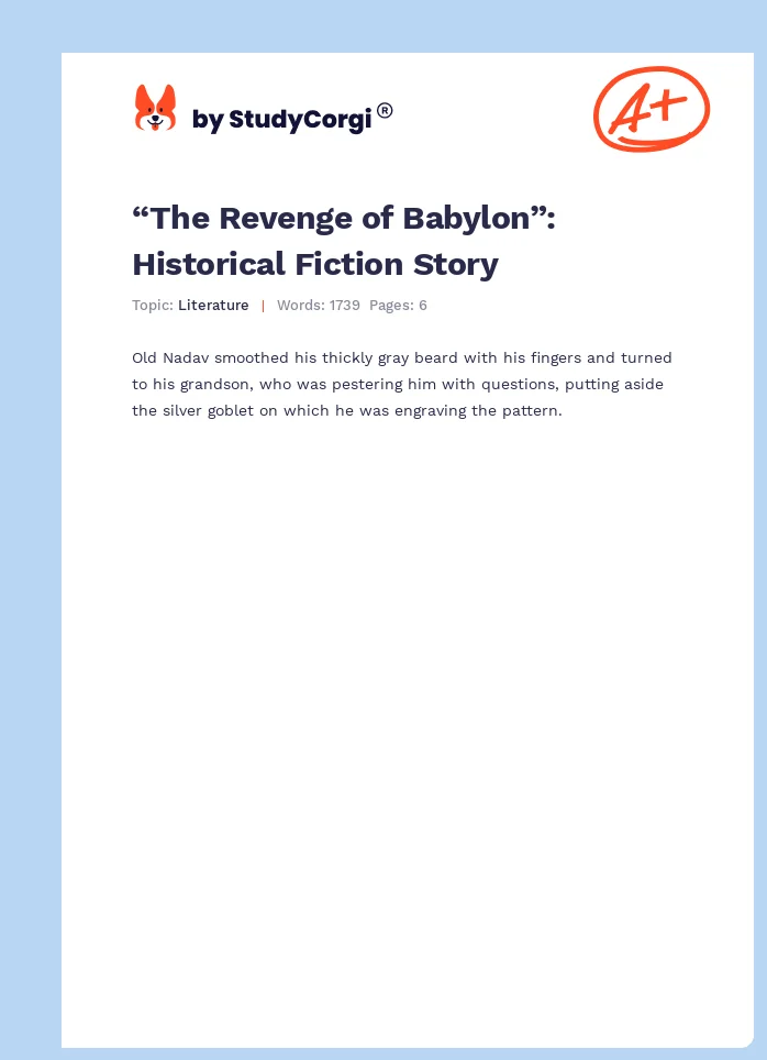 “The Revenge of Babylon”: Historical Fiction Story. Page 1