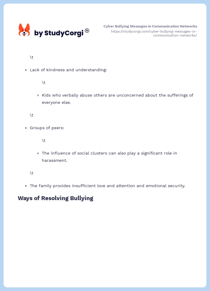 Cyber Bullying Messages in Communication Networks. Page 2