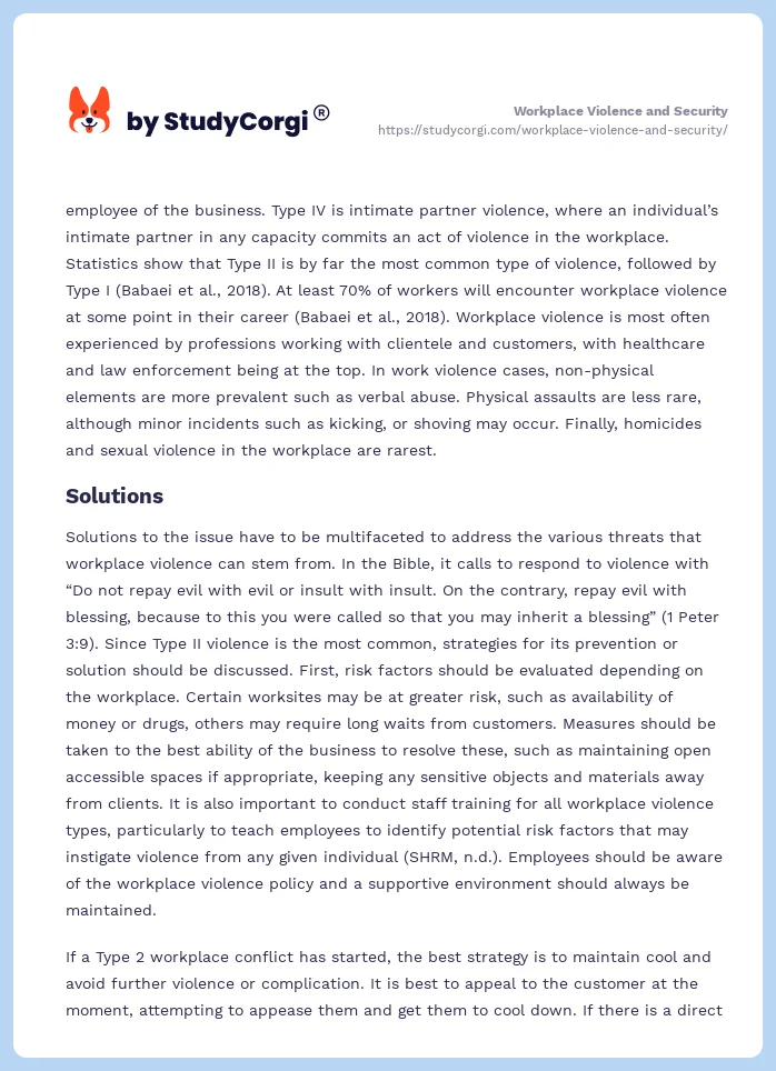 Workplace Violence and Security. Page 2