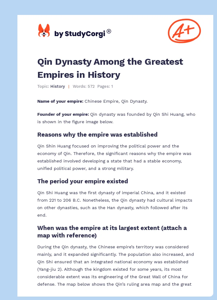 Qin Dynasty Among the Greatest Empires in History. Page 1