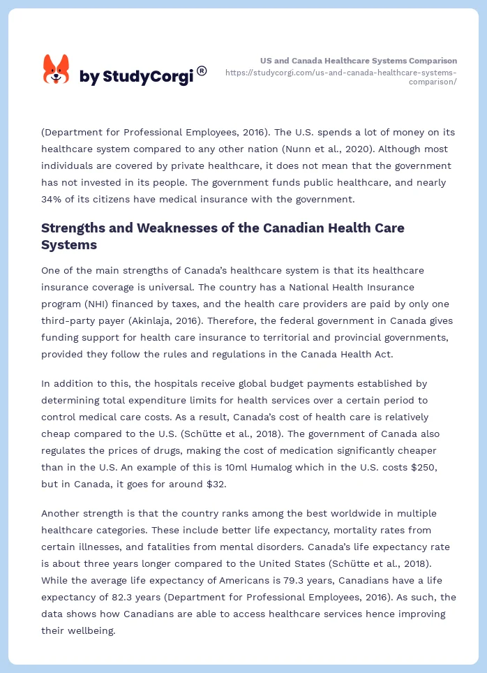 US and Canada Healthcare Systems Comparison. Page 2