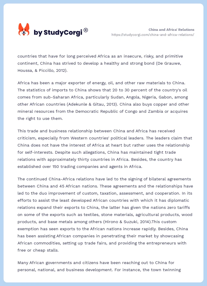 China and Africa' Relations. Page 2