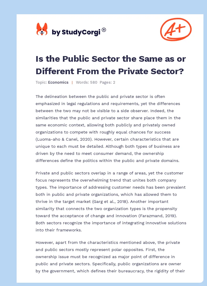 Is the Public Sector the Same as or Different From the Private Sector?. Page 1
