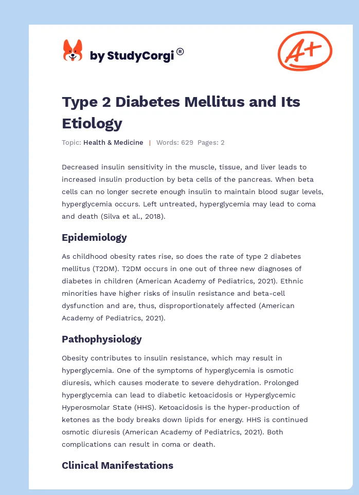 Type 2 Diabetes Mellitus and Its Etiology. Page 1