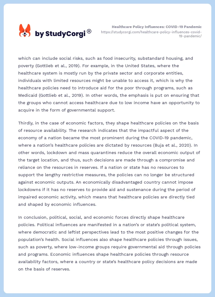 Healthcare Policy Influences: COVID-19 Pandemic. Page 2