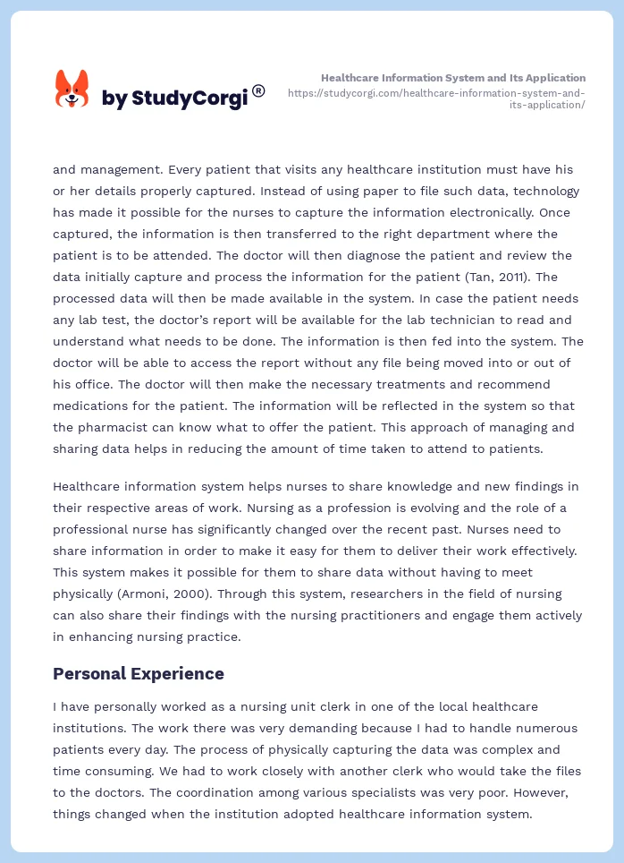 Healthcare Information System and Its Application. Page 2