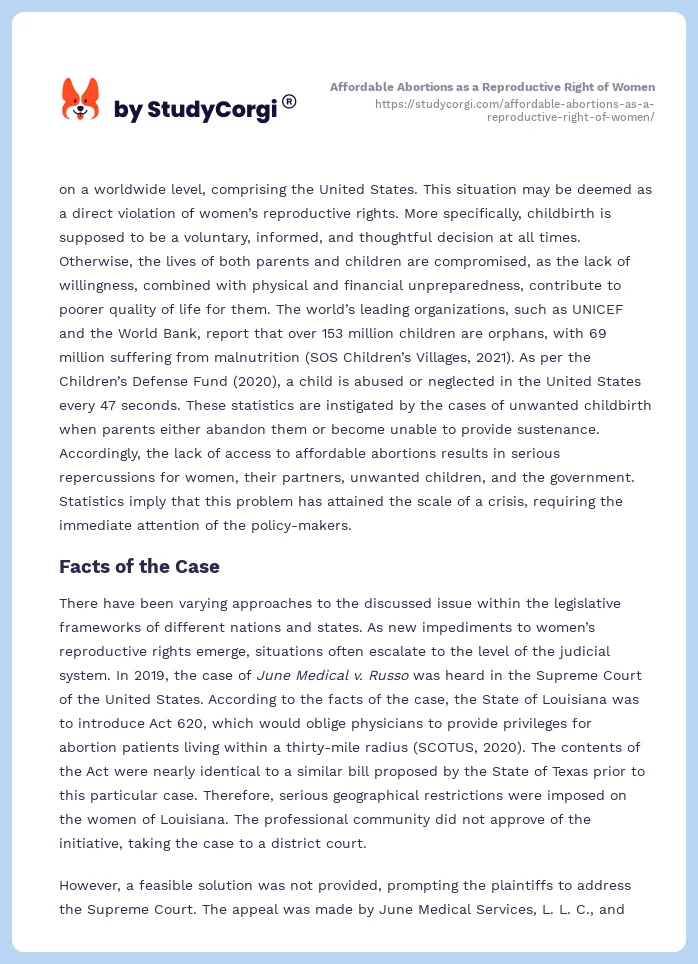 Affordable Abortions as a Reproductive Right of Women. Page 2