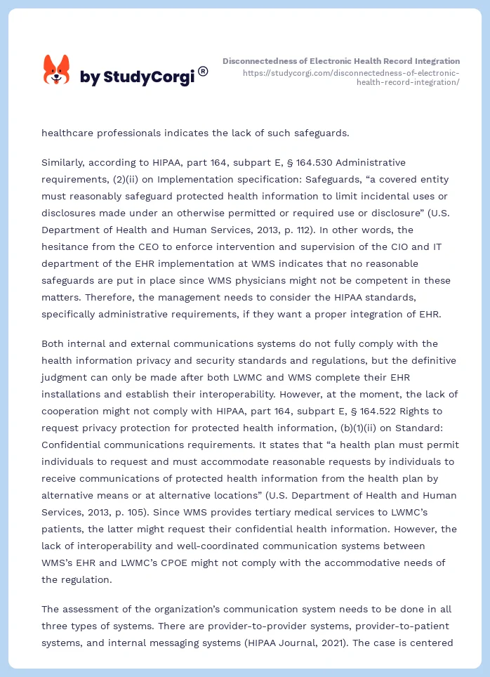Disconnectedness of Electronic Health Record Integration. Page 2