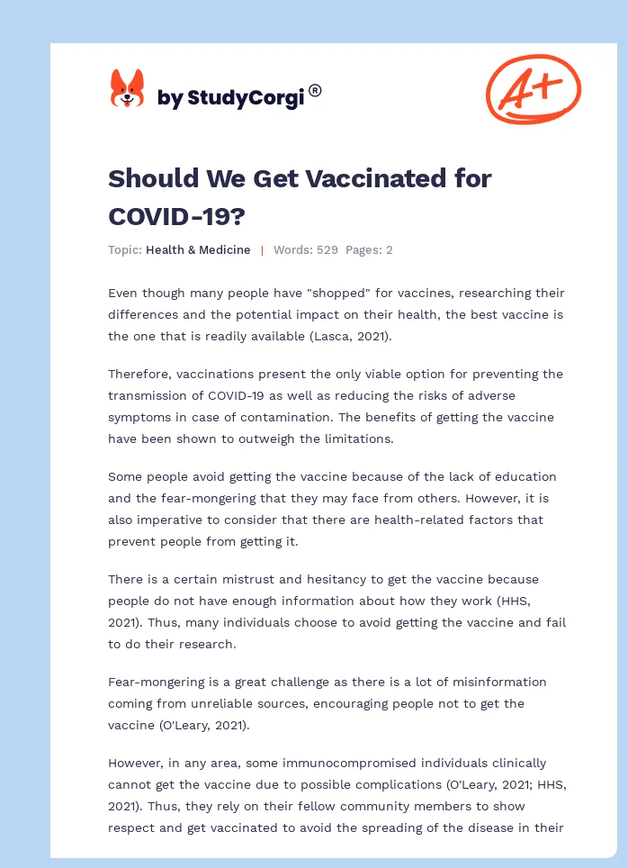 Should We Get Vaccinated for COVID-19?. Page 1