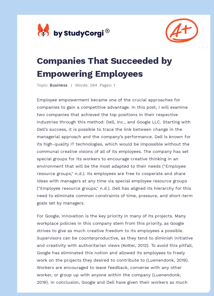 Companies That Succeeded by Empowering Employees. Page 1