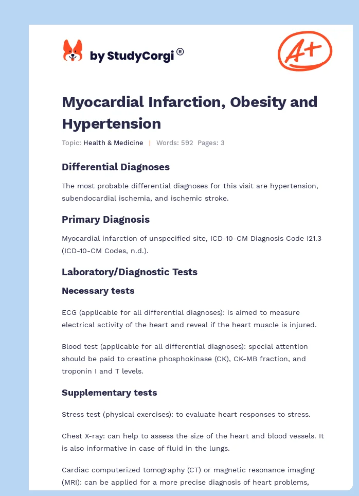 Myocardial Infarction, Obesity and Hypertension. Page 1