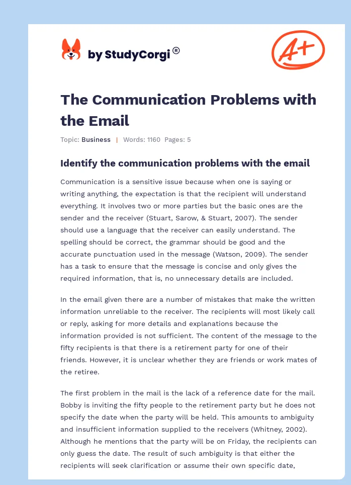 The Communication Problems with the Email. Page 1