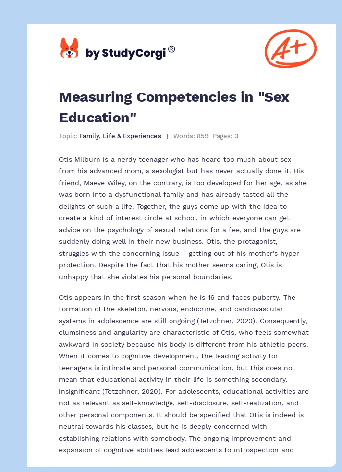 Measuring Competencies in "Sex Education". Page 1