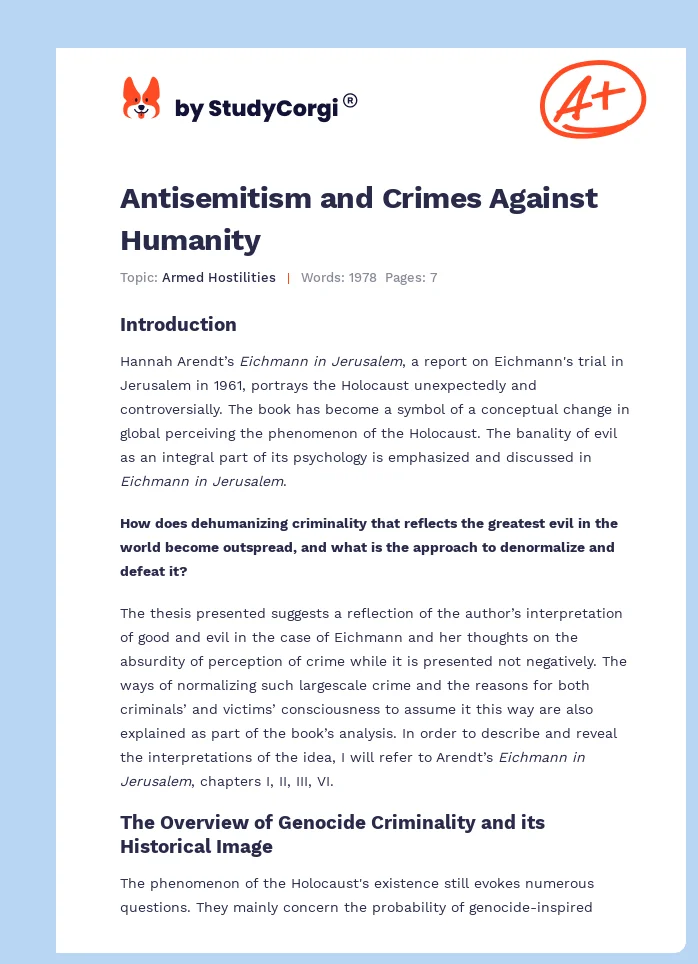 Antisemitism and Crimes Against Humanity. Page 1
