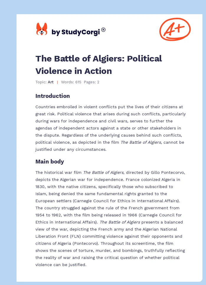 The Battle of Algiers: Political Violence in Action. Page 1