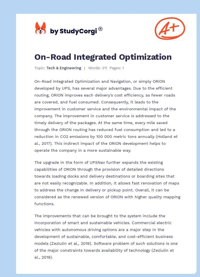 On-Road Integrated Optimization. Page 1