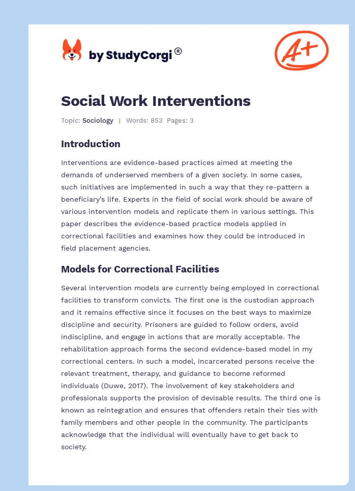 Social Work Interventions. Page 1