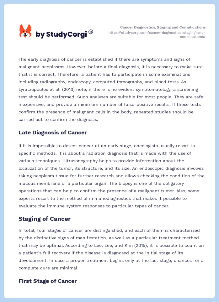 Cancer Diagnostics, Staging and Complications. Page 2