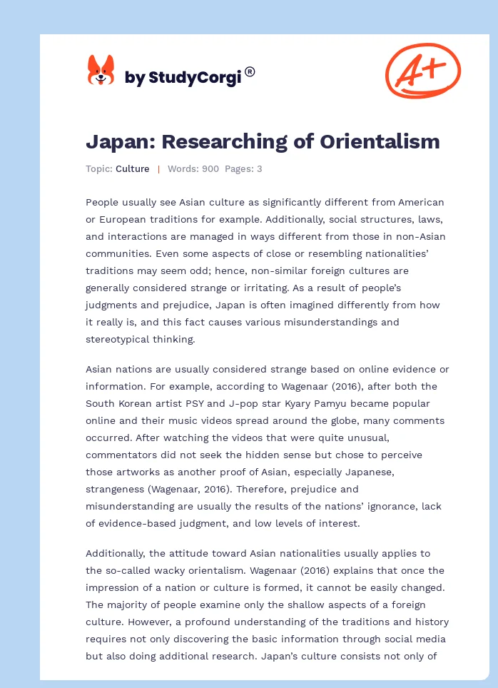 Japan: Researching of Orientalism. Page 1