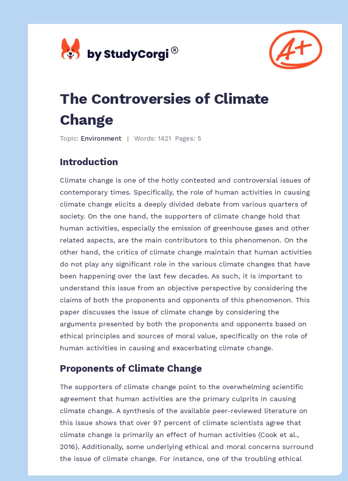 The Controversies of Climate Change. Page 1