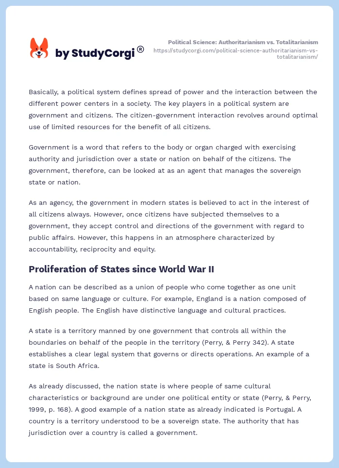 Political Science: Authoritarianism vs. Totalitarianism. Page 2