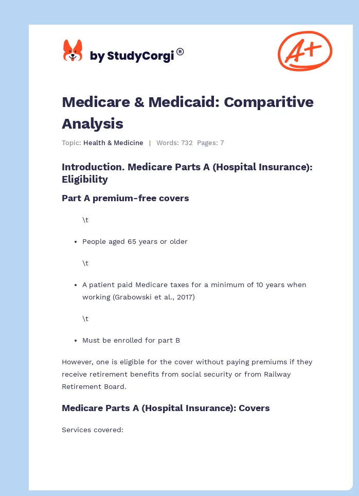 Medicare & Medicaid: Comparitive Analysis. Page 1