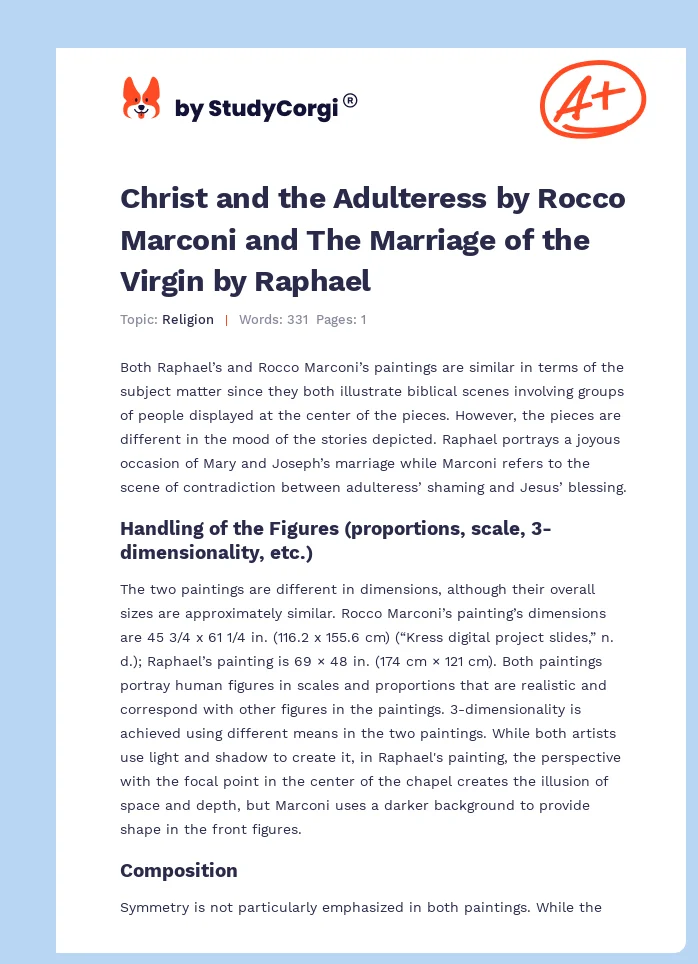 Christ and the Adulteress by Rocco Marconi and The Marriage of the Virgin by Raphael. Page 1