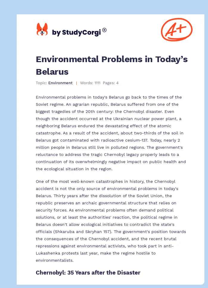Environmental Problems in Today’s Belarus. Page 1