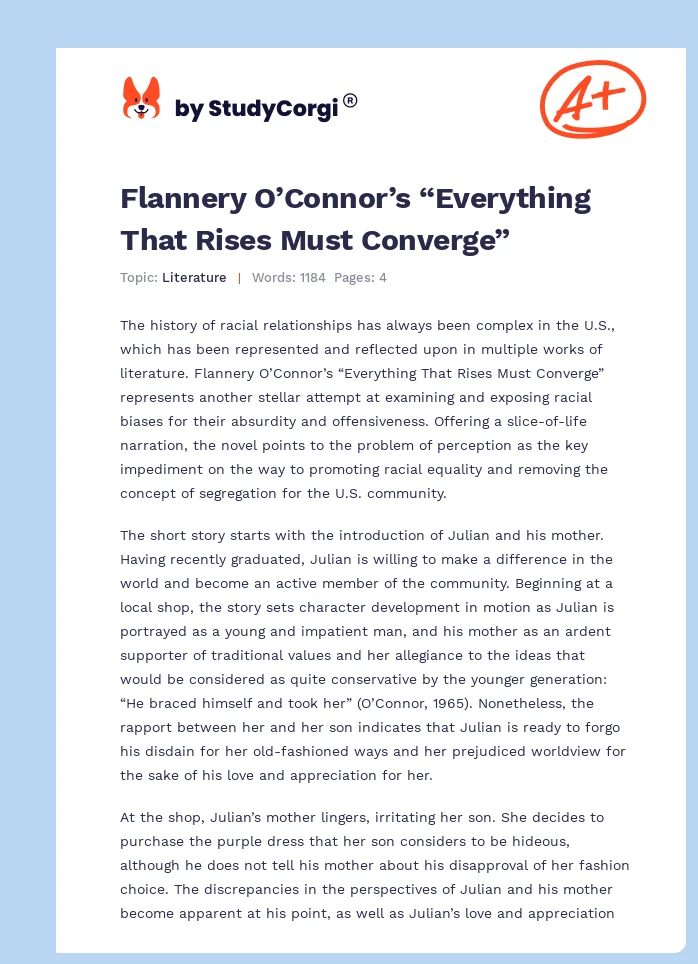 Flannery O’Connor’s “Everything That Rises Must Converge”. Page 1