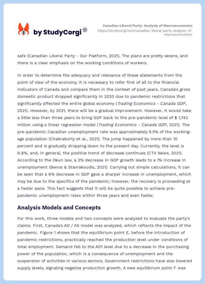 Canadian Liberal Party: Analysis of Macroeconomics. Page 2