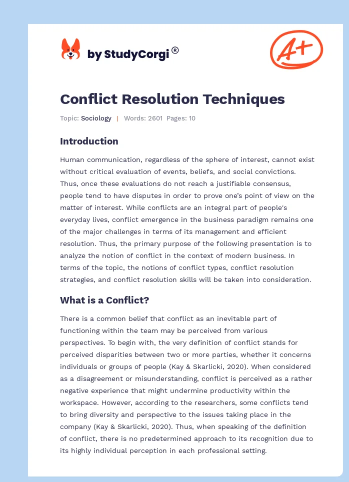 Conflict Resolution Techniques. Page 1