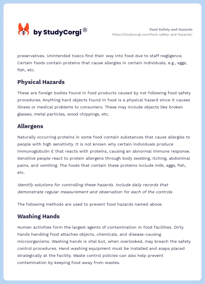 Food Safety and Hazards. Page 2