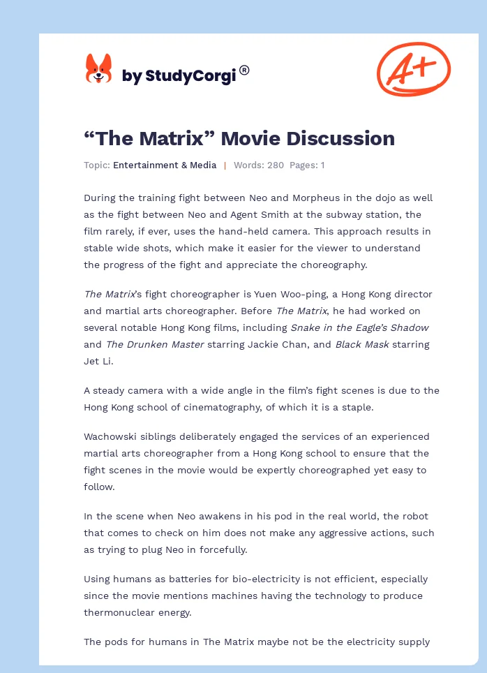 “The Matrix” Movie Discussion. Page 1