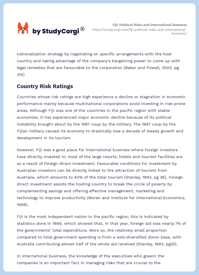 Fiji: Political Risks and International Business. Page 2