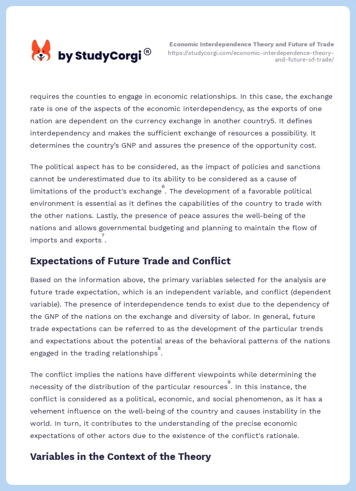 Economic Interdependence Theory and Future of Trade. Page 2