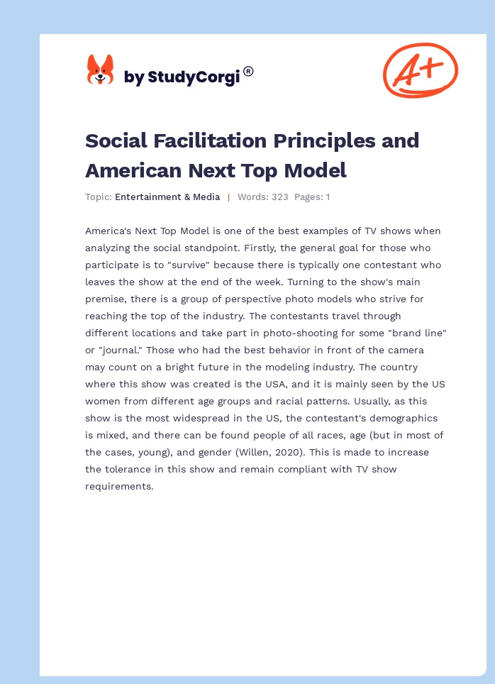 Social Facilitation Principles and American Next Top Model. Page 1
