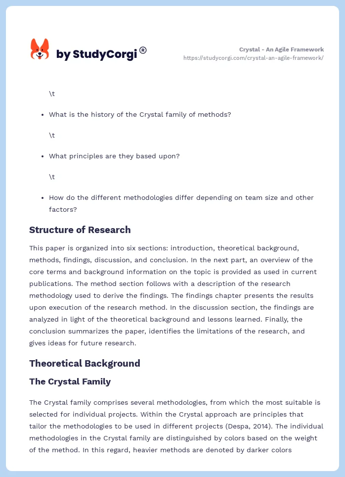 Crystal - An Agile Framework. Page 2