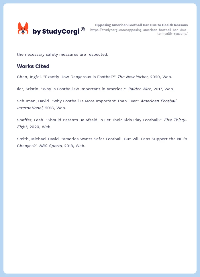 Opposing American Football Ban Due to Health Reasons. Page 2